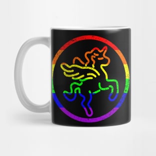Distressed Rainbow Gay Pride Unicorn Medallion Mug